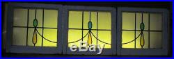 SET OF 3 OLD ENGLISH LEADED STAINED GLASS WINDOWS Simple Design 20.75 x 19.25