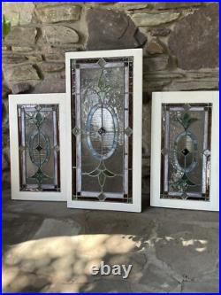 SET of (3) ANTIQUE STAINED GLASS WINDOWS COAL REGION OF PA, GOOD CONDITION SET of (3) ANTIQUE STAINED GLASS WINDOWS COAL REGION OF PA, GOOD CONDITION