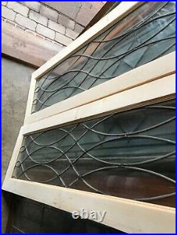 SG3108 match Pair Antique Leaded glass Transom or Sidelights Windows 15.5 X 51
