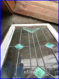 SG3113 Antique stain and leaded glass window 20.5 x 35