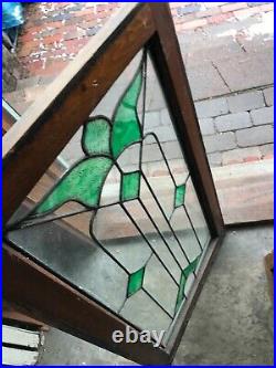 SG3113 Antique stain and leaded glass window 20.5 x 35