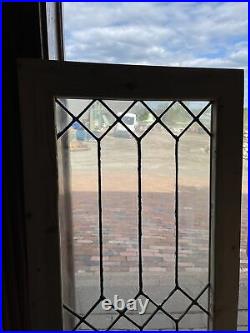 SG3704 Antique Leaded Glass Window New Frame 19.5 X 44.5
