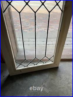 SG3704 Antique Leaded Glass Window New Frame 19.5 X 44.5