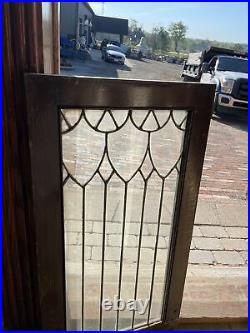 SG3718 Antique Leaded Glass Cabinet Door Window 17.5 X 33.2 Cut Down Frame