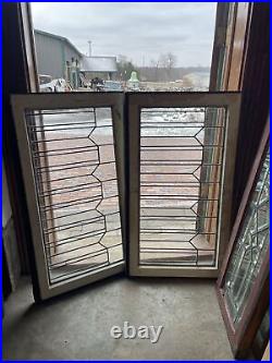 SG4294 2 av price each antique leaded glass window 21 x 36.5