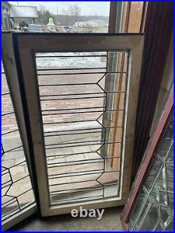 SG4294 2 av price each antique leaded glass window 21 x 36.5