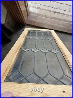 SG4342 antique bevel and leaded glass window 16.5 x 38.5