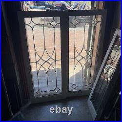 SG4748 2 av price each antique beveled and leaded glass window 20 x 47.75