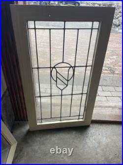 SG4949 antique leaded glass shield window 20 x 34