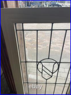SG4949 antique leaded glass shield window 20 x 34