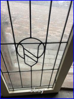 SG4949 antique leaded glass shield window 20 x 34