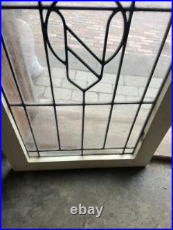SG4949 antique leaded glass shield window 20 x 34