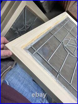 SG4949 antique leaded glass shield window 20 x 34