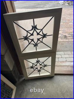 SG4954 Two Av price each antique leaded glass window 20.25 x 21