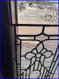 SG5031 antique vertical leaded glass window beveled glass mallard duck 18.5 X44