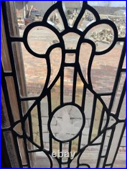 SG5031 antique vertical leaded glass window beveled glass mallard duck 18.5 X44