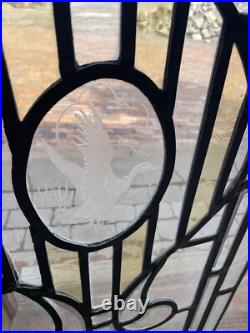 SG5031 antique vertical leaded glass window beveled glass mallard duck 18.5 X44