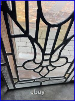 SG5031 antique vertical leaded glass window beveled glass mallard duck 18.5 X44