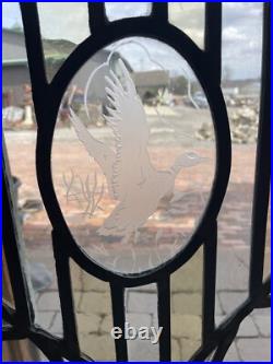 SG5031 antique vertical leaded glass window beveled glass mallard duck 18.5 X44