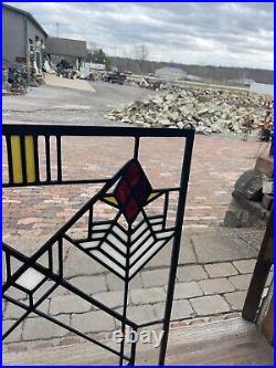 SG5034 antique leaded glass Frank Lloyd Wright style window 25 x 29.25
