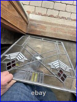 SG5034 antique leaded glass Frank Lloyd Wright style window 25 x 29.25