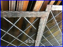 SG 2911 2 Av Price each antique leaded glass iron frame stained glass window