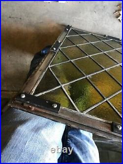 SG 2911 2 Av Price each antique leaded glass iron frame stained glass window