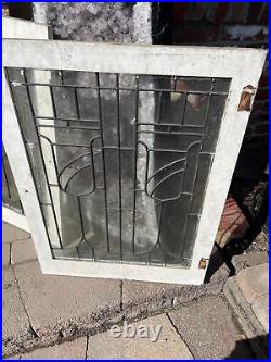 SG 3935 2 av Price each antique Leaded glass window cabinet door 23.75 x 32H