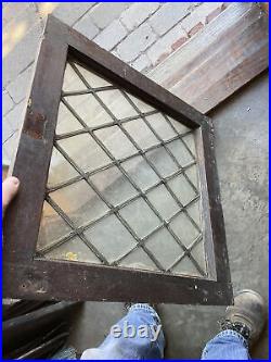 SG 4332 antique leaded glass diamond pattern window 22.5 x 23