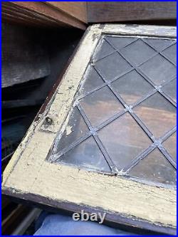 SG 4332 antique leaded glass diamond pattern window 22.5 x 23