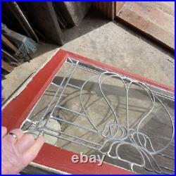 SG 4397 antique leaded glass window flower design 28.5 W by 23.5 H