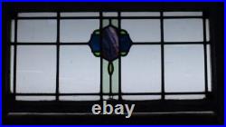SIMPLE ABSTRACT LARGE OLD ENGLISH LEADED STAINED GLASS WINDOW 31 x 17 3/4