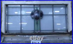 SIMPLE ABSTRACT LARGE OLD ENGLISH LEADED STAINED GLASS WINDOW 31 x 17 3/4