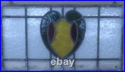 SIMPLE ABSTRACT OLD LEADED STAINED GLASS WINDOW Unframed w Hooks 21 1/2 x 12