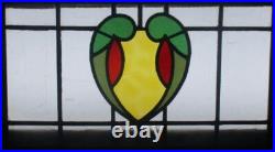 SIMPLE ABSTRACT OLD LEADED STAINED GLASS WINDOW Unframed w Hooks 21 1/2 x 12