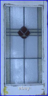 SIMPLE FLORAL LARGE OLD ENGLISH LEADED STAINED GLASS WINDOW 16 1/4 x 31 1/2