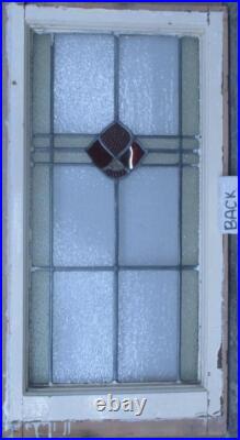 SIMPLE FLORAL LARGE OLD ENGLISH LEADED STAINED GLASS WINDOW 16 1/4 x 31 1/2