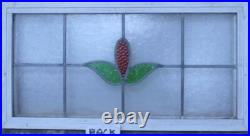SIMPLE FLORAL LARGE OLD ENGLISH LEADED STAINED GLASS WINDOW 29 3/4 x 15 1/2