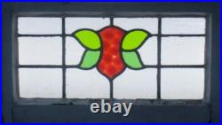 SIMPLE FLORAL MIDSIZE OLD ENGLISH LEADED STAINED GLASS WINDOW 24 1/4 x 14 SIMPLE FLORAL MIDSIZE OLD ENGLISH LEADED STAINED GLASS WINDOW 24 1/4 x 14