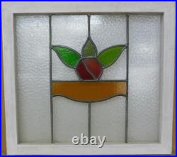 SIMPLE FLORAL OLD ENGLISH LEADED STAINED GLASS WINDOW 22 1/2 x 20 1/2