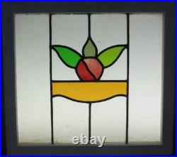 SIMPLE FLORAL OLD ENGLISH LEADED STAINED GLASS WINDOW 22 1/2 x 20 1/2