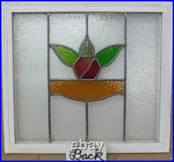 SIMPLE FLORAL OLD ENGLISH LEADED STAINED GLASS WINDOW 22 1/2 x 20 1/2