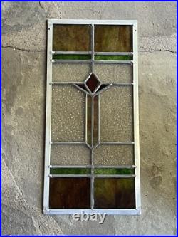 SMALL RESTORED ANTIQUE LEADED STAINED GLASS WINDOW, MINER'S PATCH HOUSE 1930s