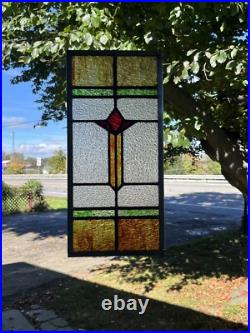 SMALL RESTORED ANTIQUE LEADED STAINED GLASS WINDOW, MINER'S PATCH HOUSE 1930s