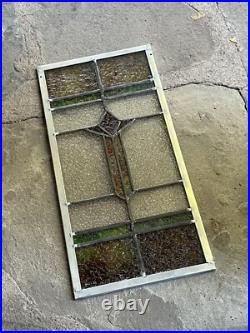 SMALL RESTORED ANTIQUE LEADED STAINED GLASS WINDOW, MINER'S PATCH HOUSE 1930s