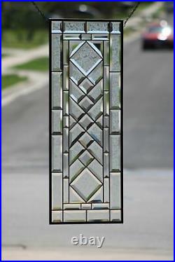 SPECTRUMBeveled Stained Glass Window Panel-Sidelight /Transom-32 1/2 x 12