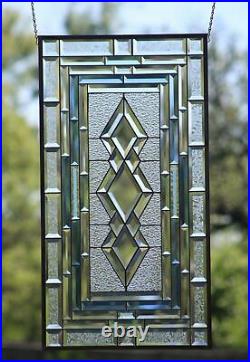 SPECTRUM Beveled Stained Glass Window Panel-Sidelight /Transom-34 7/8-18 3/4