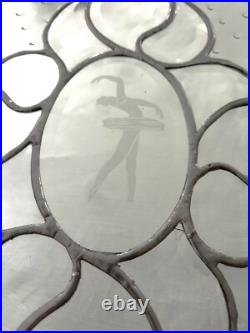 STAINED GLASS with ETCHED BALLET DANCER 17 x 22 STAINED GLASS with ETCHED BALLET DANCER 17 x 22