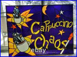 STAINED LEADED GLASS WINDOW Cappuccino Coffee Great Color Custom Made 1 of kind
