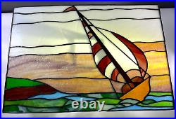 Sailboat Leaded Stained Glass Window Panel Suncather